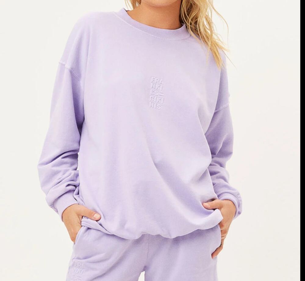 Frankie's Bikinis Bennie Oversized Crewneck Sweatshirt Lavender One Size